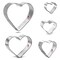 CookieCutter.com Heart 5 Piece Set, Sizes 1.5 in to 3.75 in Tin Plate Steel Handmade in the USA
